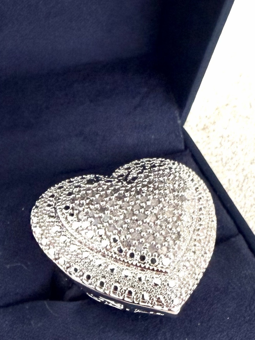 NEW 1.00 CTW Diamond XXL Heart Cocktail Statement Ring